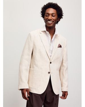 SELECTED Pure Linen Chevron Blazer Regular Fit - Natural