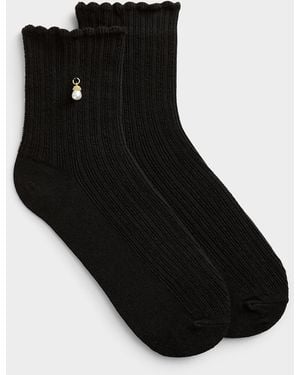 Simon's Charm Ribbed Socks - Black
