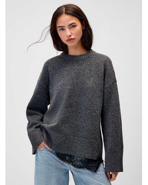 Twik Lace Insert Sweater - Grey