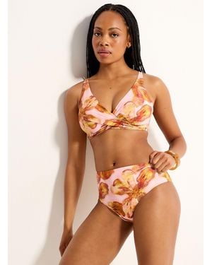 Simon's Recycled Nylon Draped Padded Bralette At Contemporaine - Orange