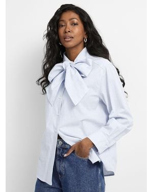 Part Two Scarf Collar Chambray Shirt - White