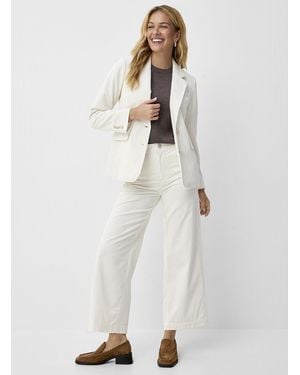 Contemporaine Marbled Buttons Corduroy Pant Fit: Wide Leg, High Rise - White