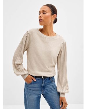 Kaffe Pleated Sleeves Fine - White