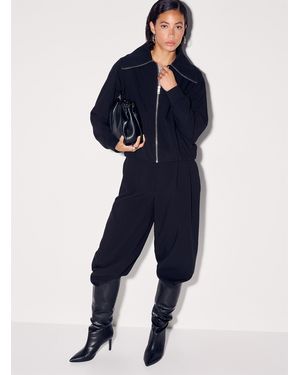 Icône Stand Collar Cropped Bubble Jacket - Blue