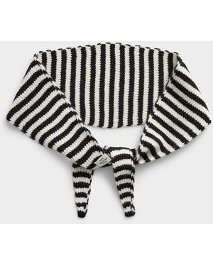Mads Nørgaard Striped Wool Narrow Scarf - White