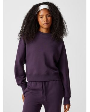 I.FIV5 Boxy Cotton Fleece Jersey Sweatshirt - Purple