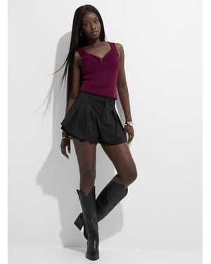 Icône Lace Insert Pleated Short - Purple