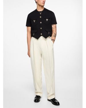 Versace Wrinkled Virgin Wool Cuffed Pant - Black