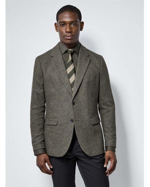SELECTED Olive Herringbone Jacket Slim Fit - Gray