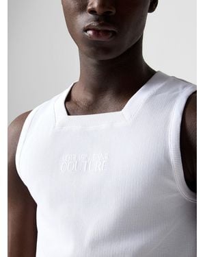 Versace Jeans Couture Square Neckline Ribbed Cami - White