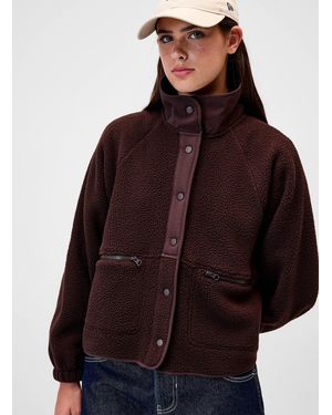 Twik Nylon Details Fleece Jacket - Brown