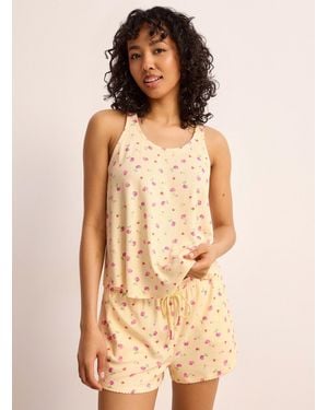Pj Salvage Soft Floral Pointelle Knit Pyjama Set - Natural