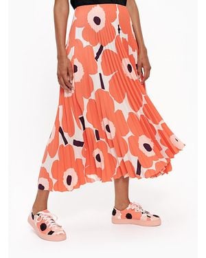 Marimekko Viserrys Unikko Pleated Skirt - Orange