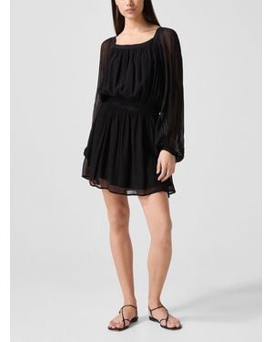 Vanessa Bruno Genova Sheer Puff Sleeves Dress - Black