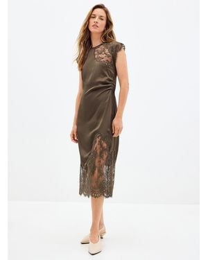 Second Female Wilina Draped Satin And Lace Dress - Brown
