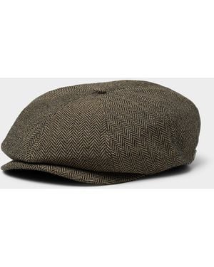 Brixton Herringbone Tweed Newsboy Cap - Brown