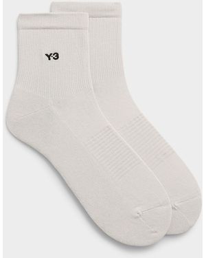 Y-3 Ribbed Ankle Socks (men, Grey, 3) - White