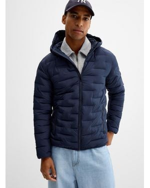 Point Zero Geo Quilted Hooded Jacket - Blue