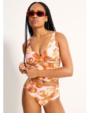 Simon's Recycled Nylon Draped Crossover Tankini At Contemporaine - Orange