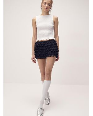 Twik Ruffled Lace Mini Short - Black