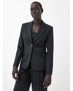 Contemporaine Muted Stripes Structured Blazer - Blue
