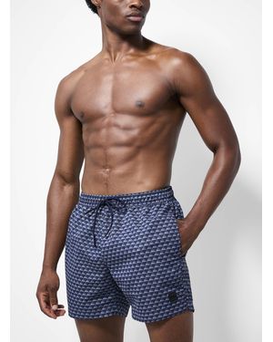 BOSS Geo Grid Pattern Swim Trunk - Blue