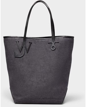 JW Anderson Large Navy Blue Cotton Canvas Tote Bag - Black