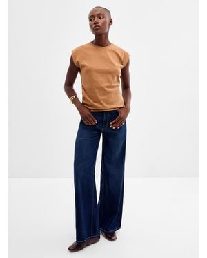 DL1961 Hepburn Dark Indigo Stretch Jean Fit: Wide Leg, High Rise - Blue