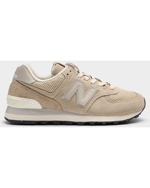 New Balance 574 Beige Suede Sneakers - Natural