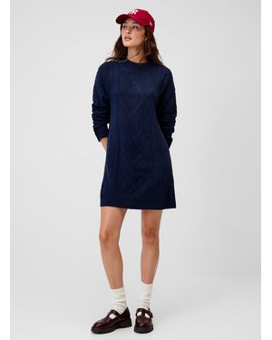 Twik Cable Plush Knit Dress - Blue