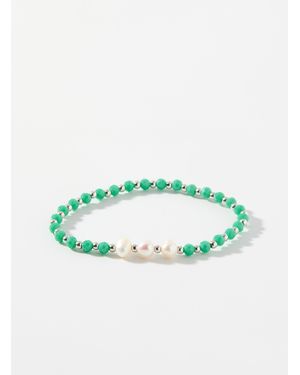 Simon's Faceted Bead And Pearl Bracelet - Green