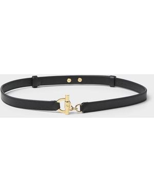 Ralph Lauren Toggle And Ring Thin Leather Belt - Black