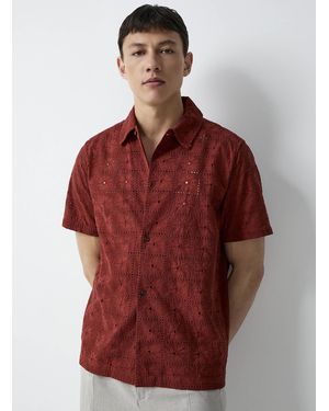 Les Deux Hector Mosaic Broderie Anglaise Shirt - Red