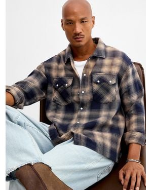 Levi's Ombré Check Knit Shirt Boxy Fit - Brown