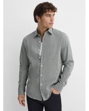 Le 31 Optical Houndstooth Shirt Modern Fit - Grey