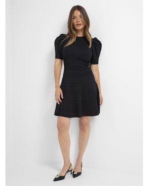 Ted Baker Velvey Textured Knit Flared Dress - Black