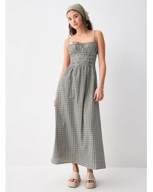 Rhythm Antibes Checkered Maxi Dress - Grey