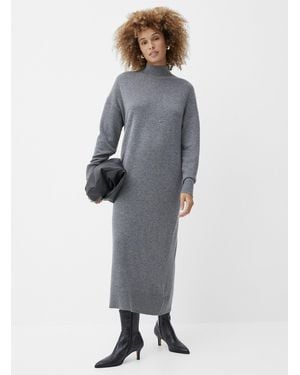 Contemporaine Wool And Cashmere Midi Dress - Gray