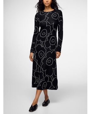 Marimekko Takaisin Piirto Unikko Wool Dress - Black