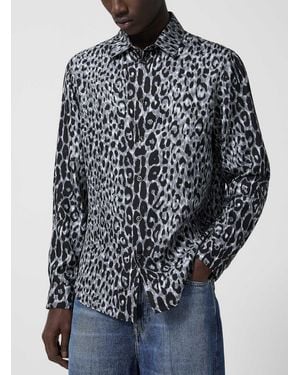 Versace Grey Leopard Print Pure Silk Shirt