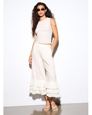 Icône Embroidered Ruffled Bloomer Pant - White