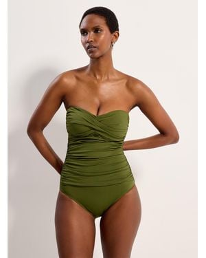 Anne Cole Twisted Bustier Shirred One - Green