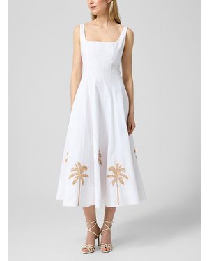 STAUD Wells Embroidered Poplin Dress - White
