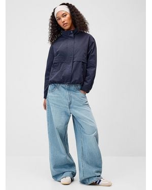 Twik Buttoned Stand Collar Twill Jacket - Blue