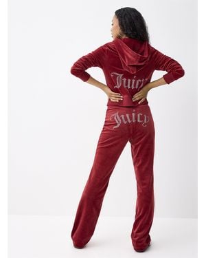 Juicy Couture Diamond Logo Velvet Pant - Red