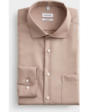 Seidensticker Fine Twill Solid Shirt Regular Fit - Natural