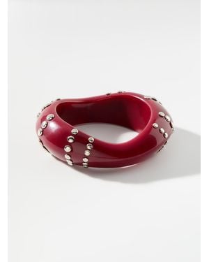 Simon's Embossed Metallic Disc Sculptural Bangle - Red