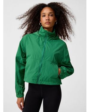 I.FIV5 Crisp Nylon Cropped Windbreaker Jacket - Green