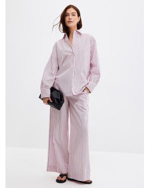 Second Female Vari Striped Pink Poplin Pant Fit: Wide Leg, High Rise