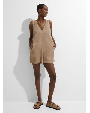 Simon's Cotton And Linen Romper - Natural